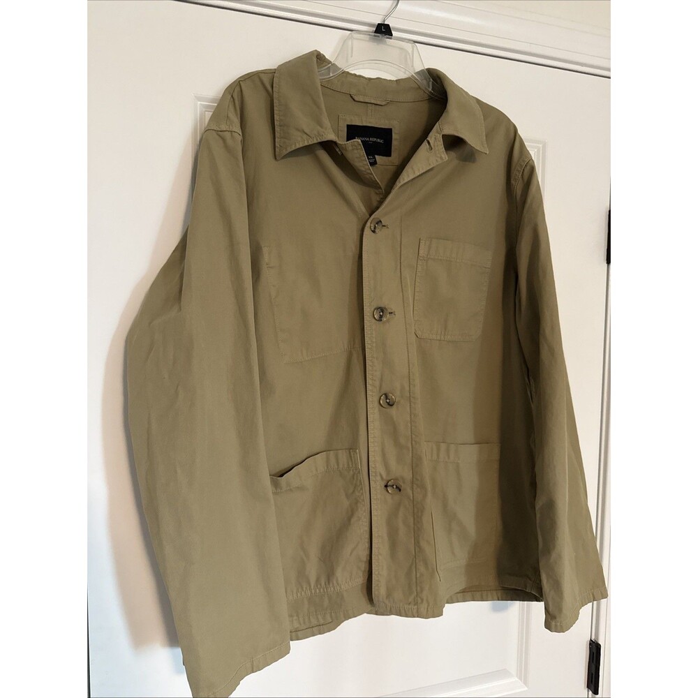 Banana Republic Utility Workwear Shirt Jacket Mens XL Khaki Safari Military
